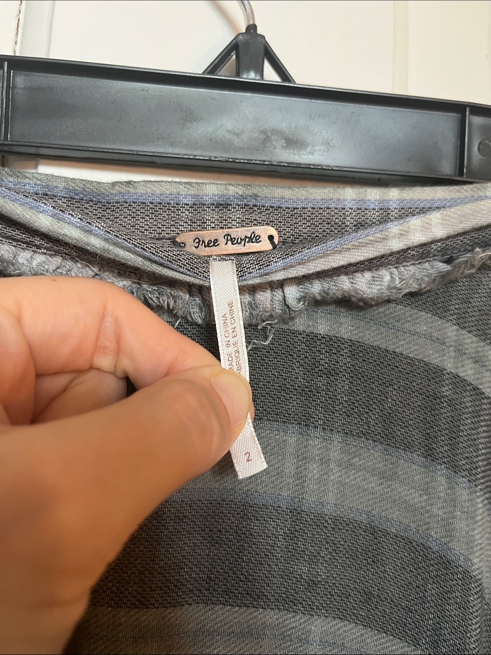 RARE Free People Voluminous Grey Striped Cotton Maxi Skirt Size 2 - Picture 7 of 9